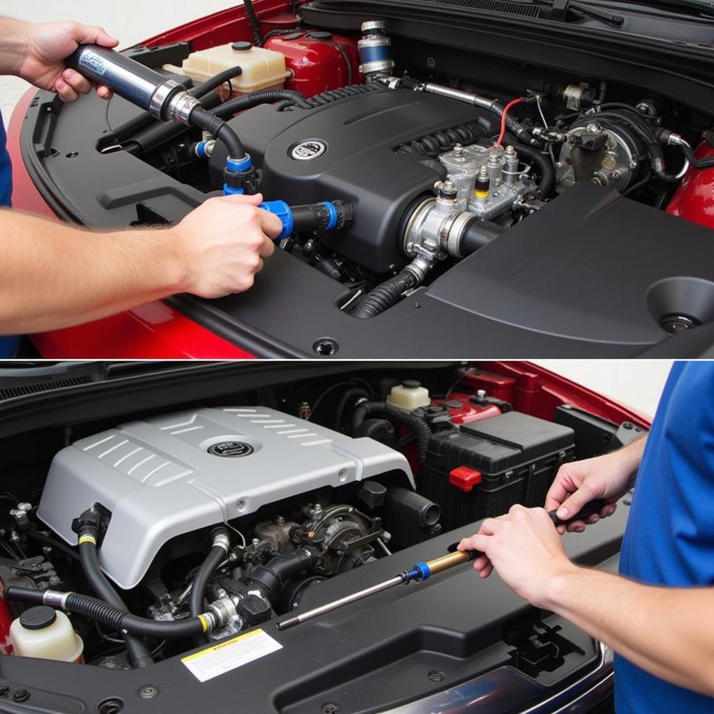 Mechanic Performing a Boost Leak Test