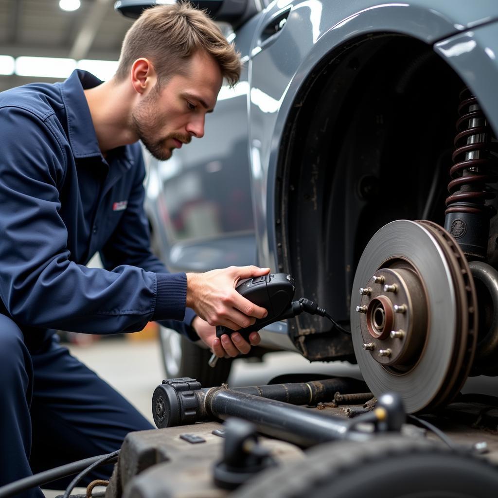 Mechanic Performing Car Inspection