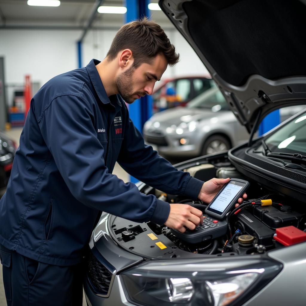 Mechanic Performing Car Inspection