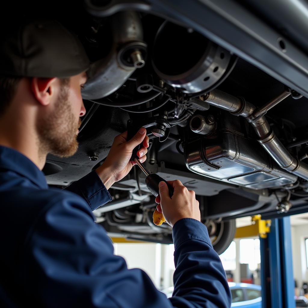 Mechanic Performing Car Inspection