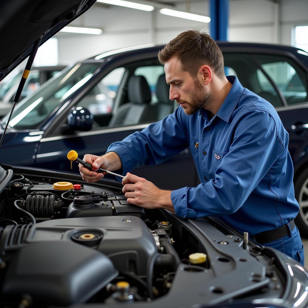 Mechanic Performing a Car Inspection