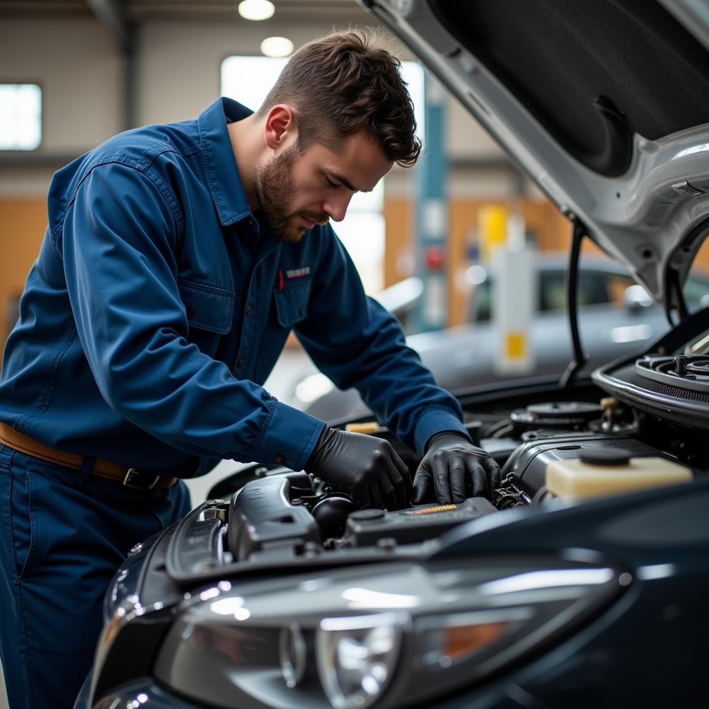 Mechanic Performing Car Maintenance