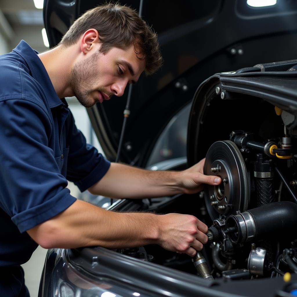 Mechanic Performing Car Maintenance