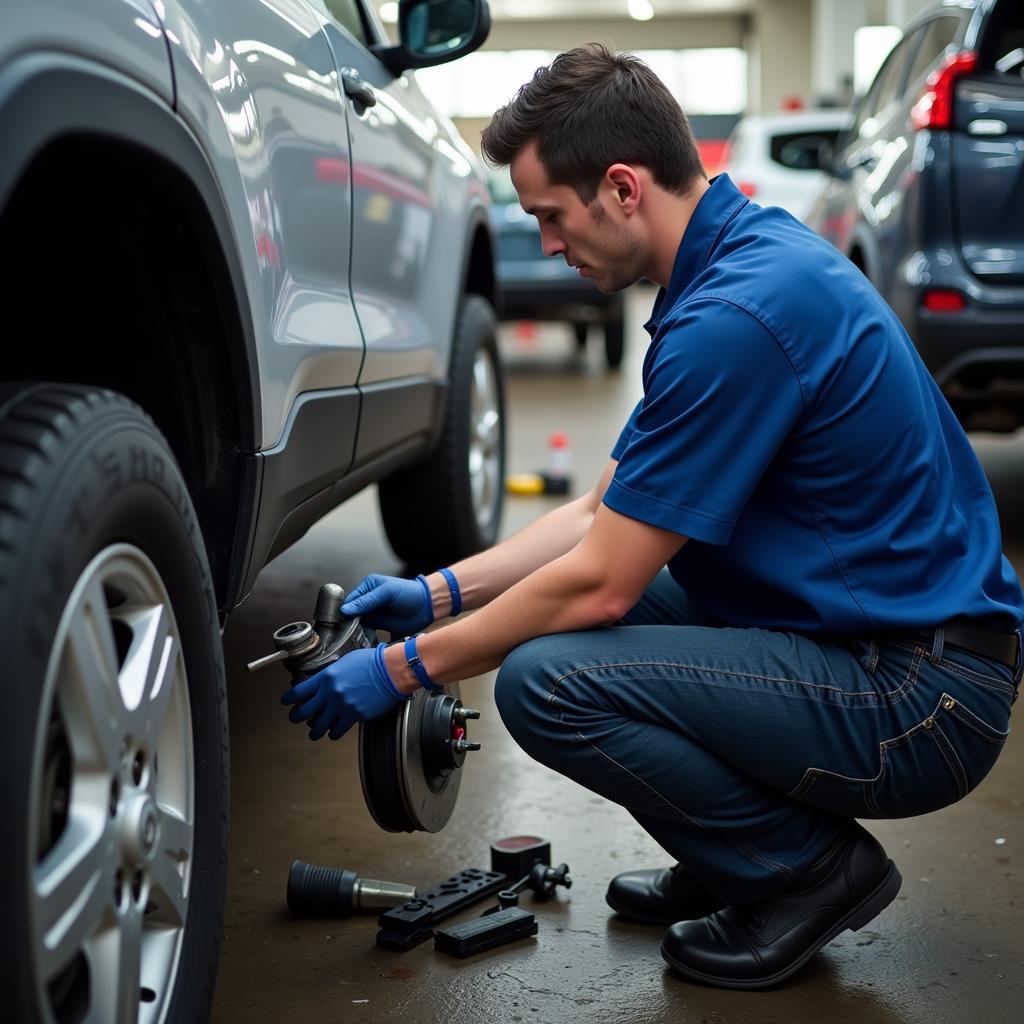 Mechanic Performing Car Maintenance at 30,000 Miles