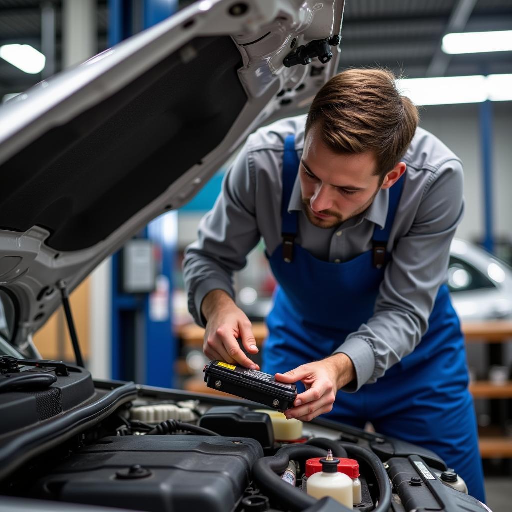 Mechanic Inspecting a Used Car Before Purchase