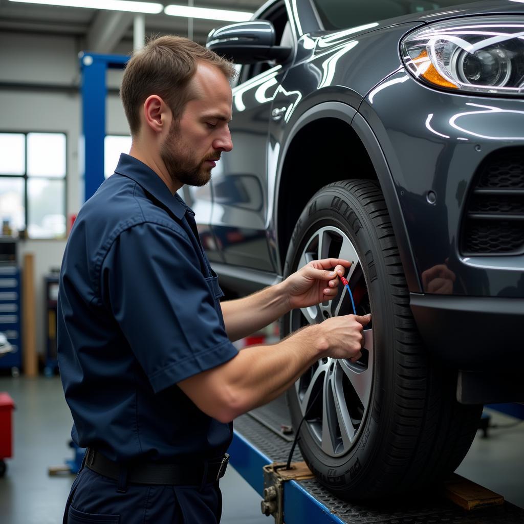 Mechanic Performing Scheduled Maintenance on a Car