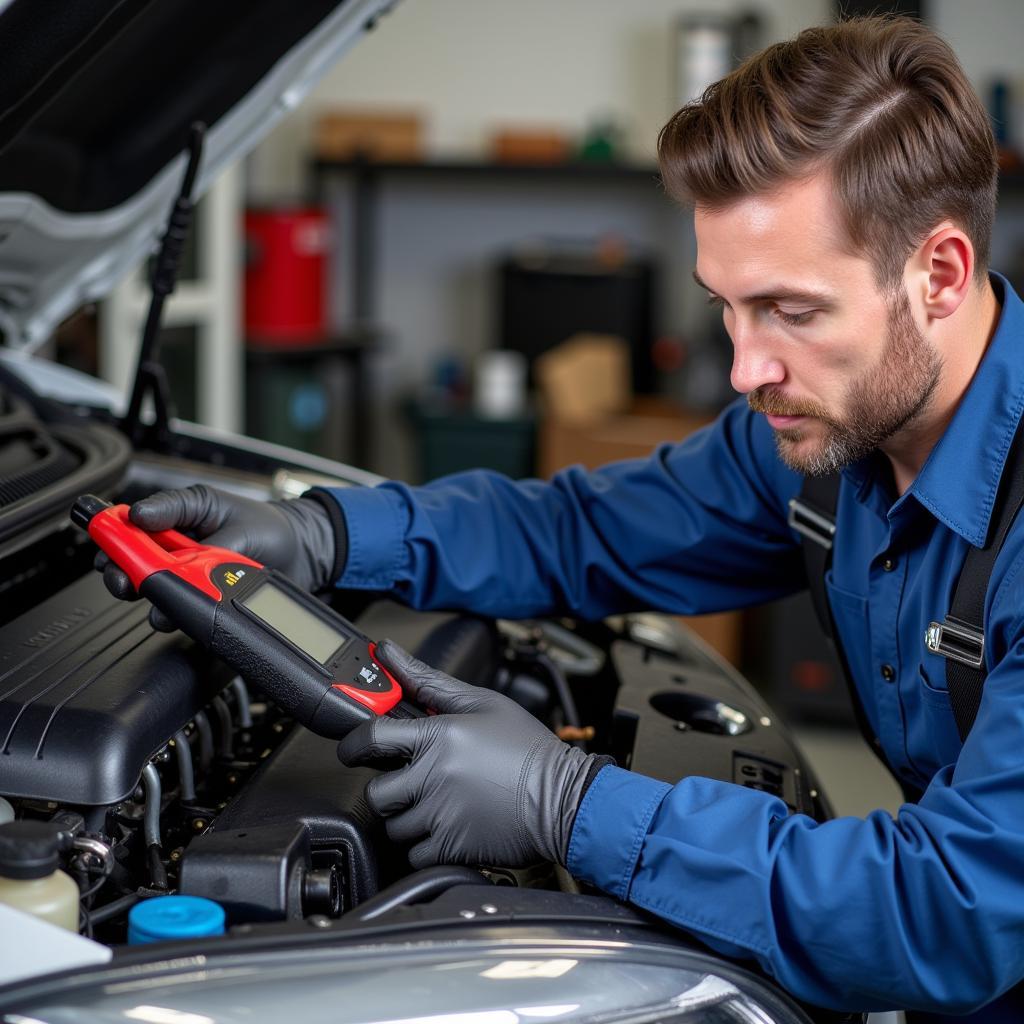 Mechanic Repairing Car AC System