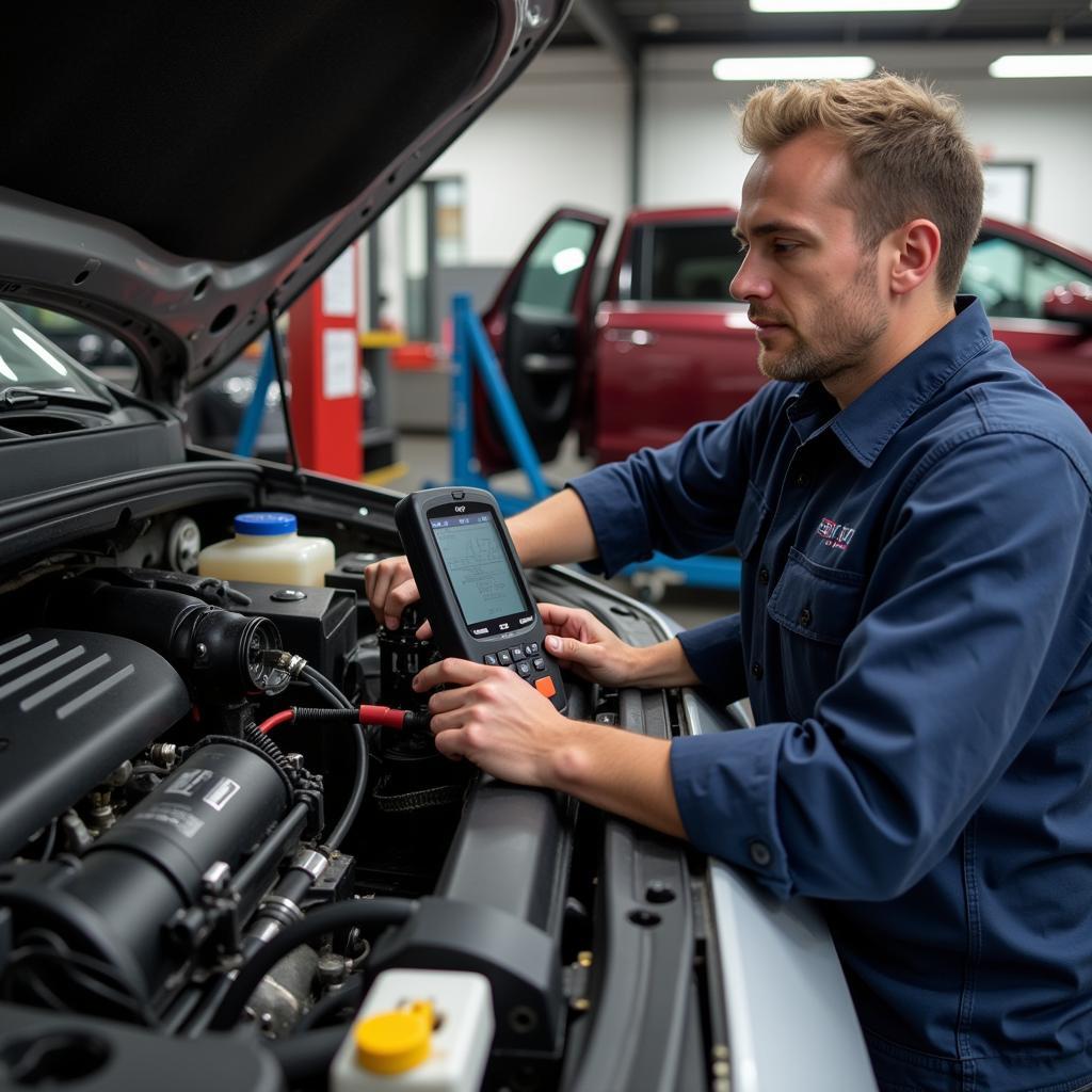 Mechanic Repairing Car AC System