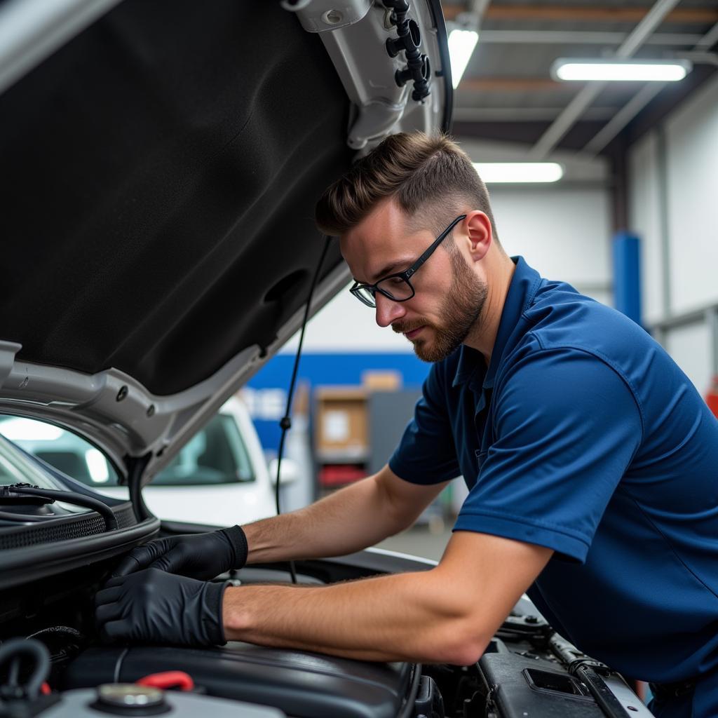 Mechanic Repairing Car Air Vent