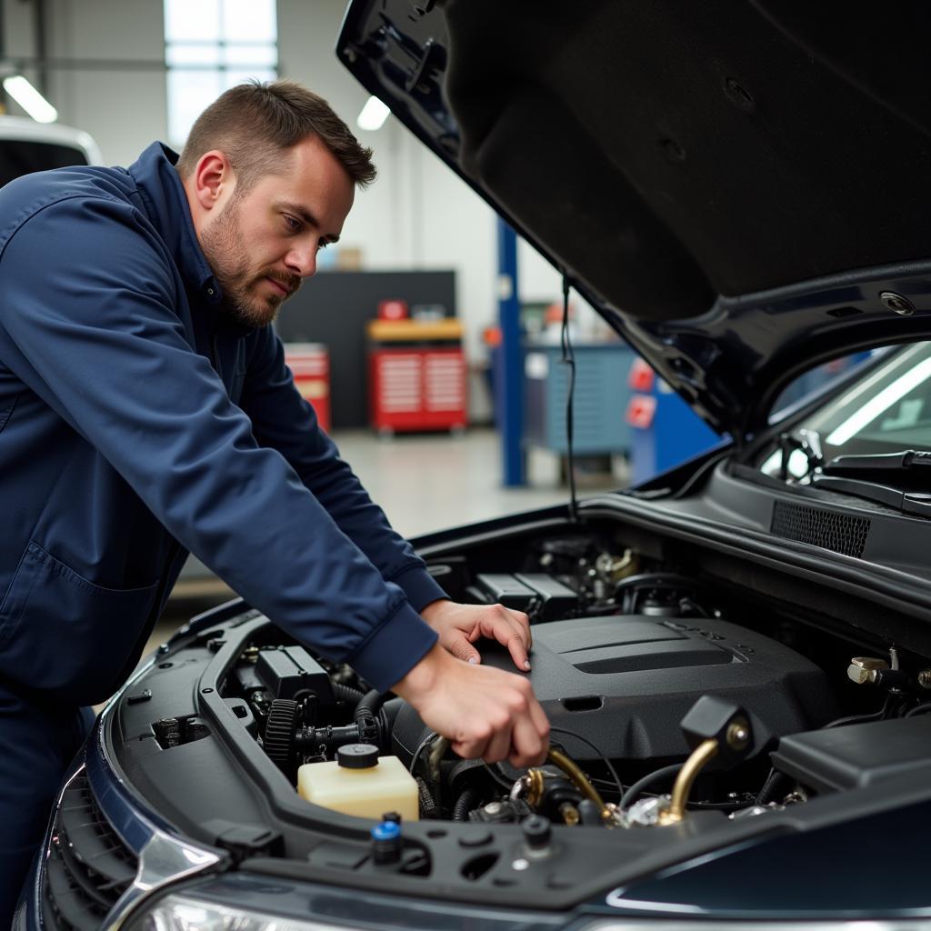 Mechanic Repairing Car Engine