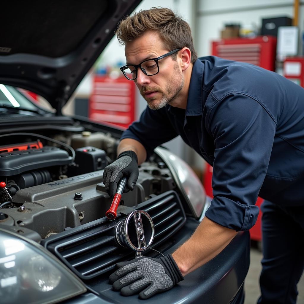 Mechanic Repairing Car Horn