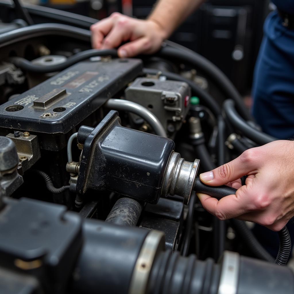 Mechanic Replacing a Faulty Ignition Coil