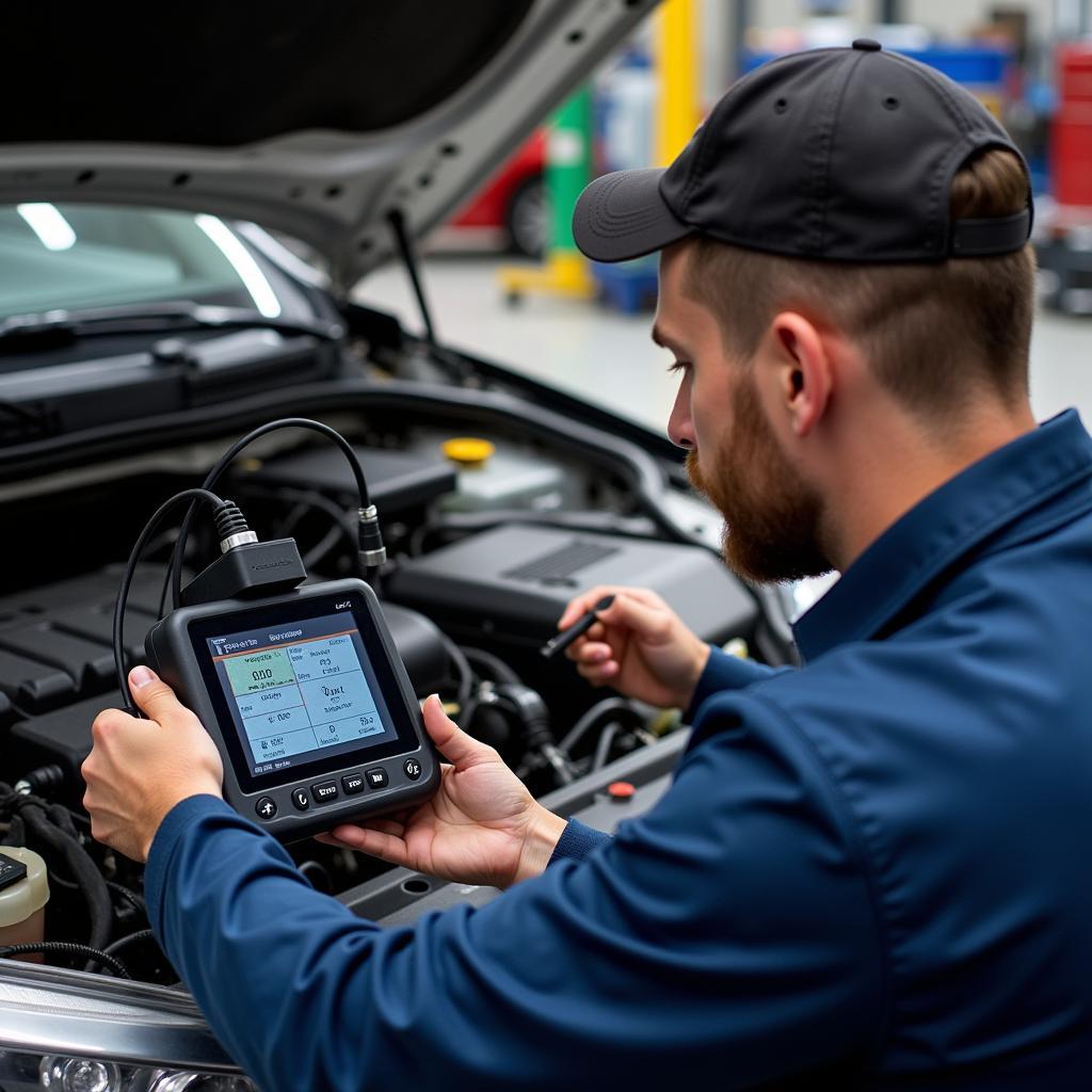 Mechanic Using Diagnostic Tool