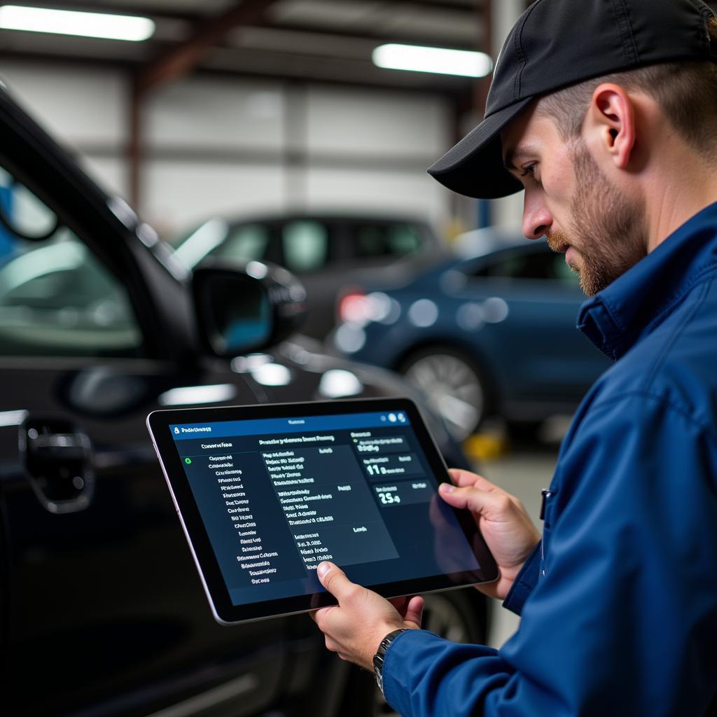 Mechanic Using Predictive Maintenance Software