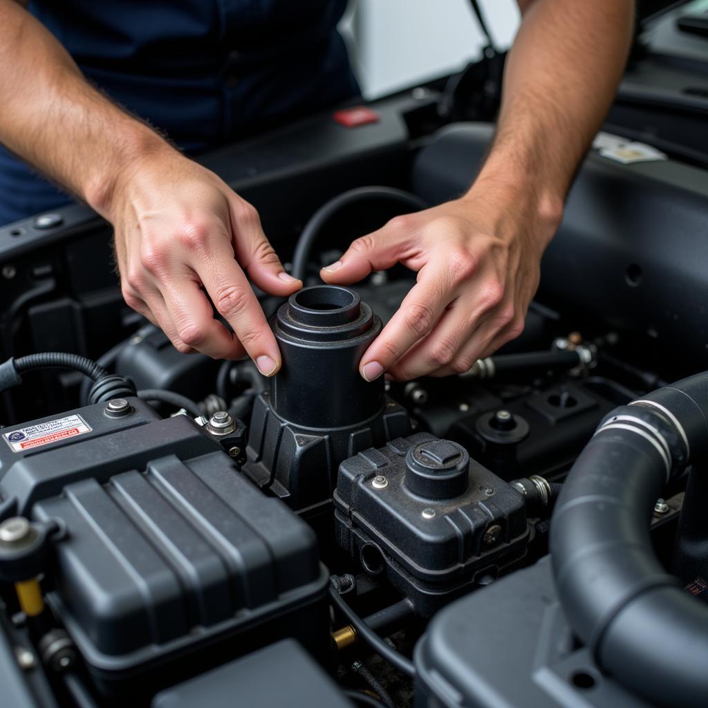 Mechanic Working on a Car