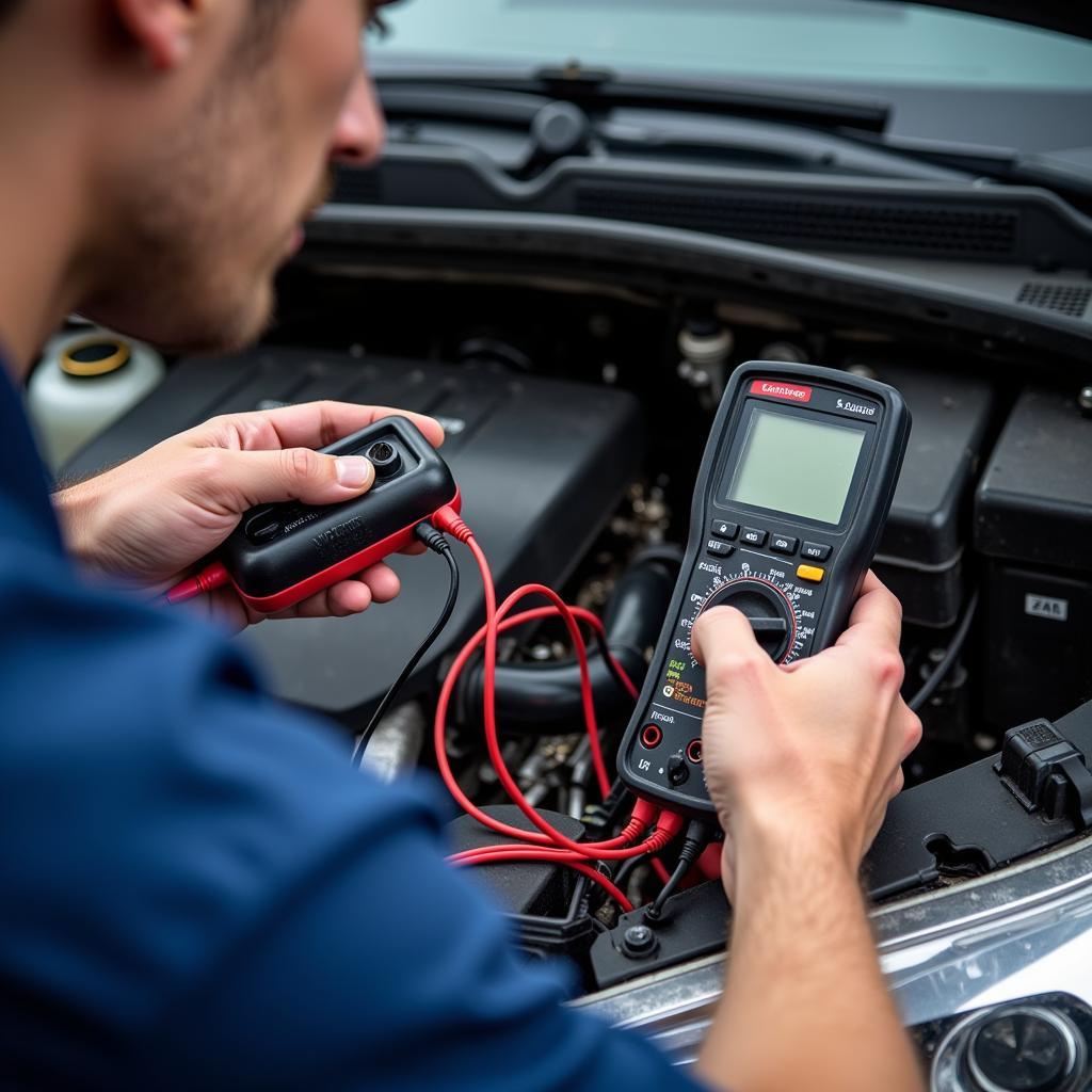 Mechanic Working on Car Electrical System