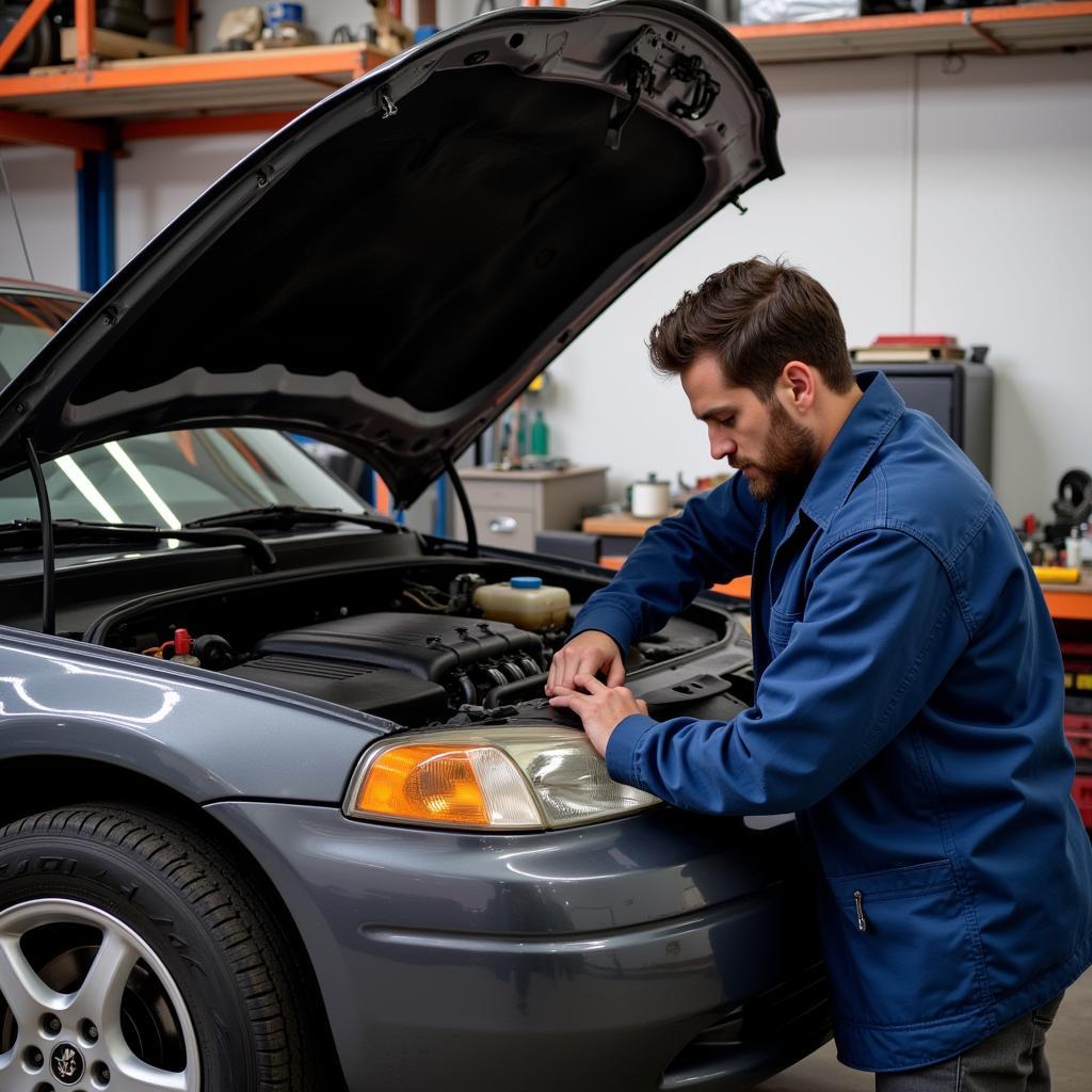 Mechanic Working on a Copart Car