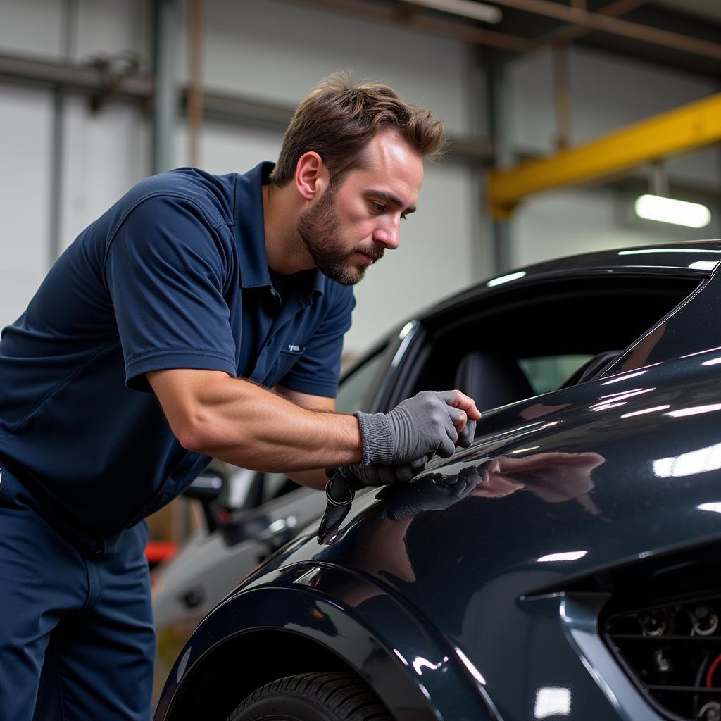 Mechanic Working on a Custom Car