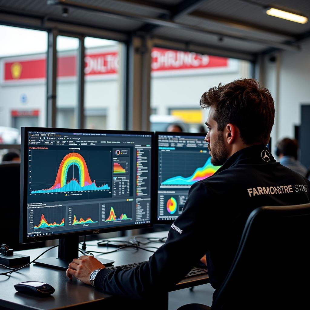 Mercedes F1 Team Analyzing Tire Degradation Data