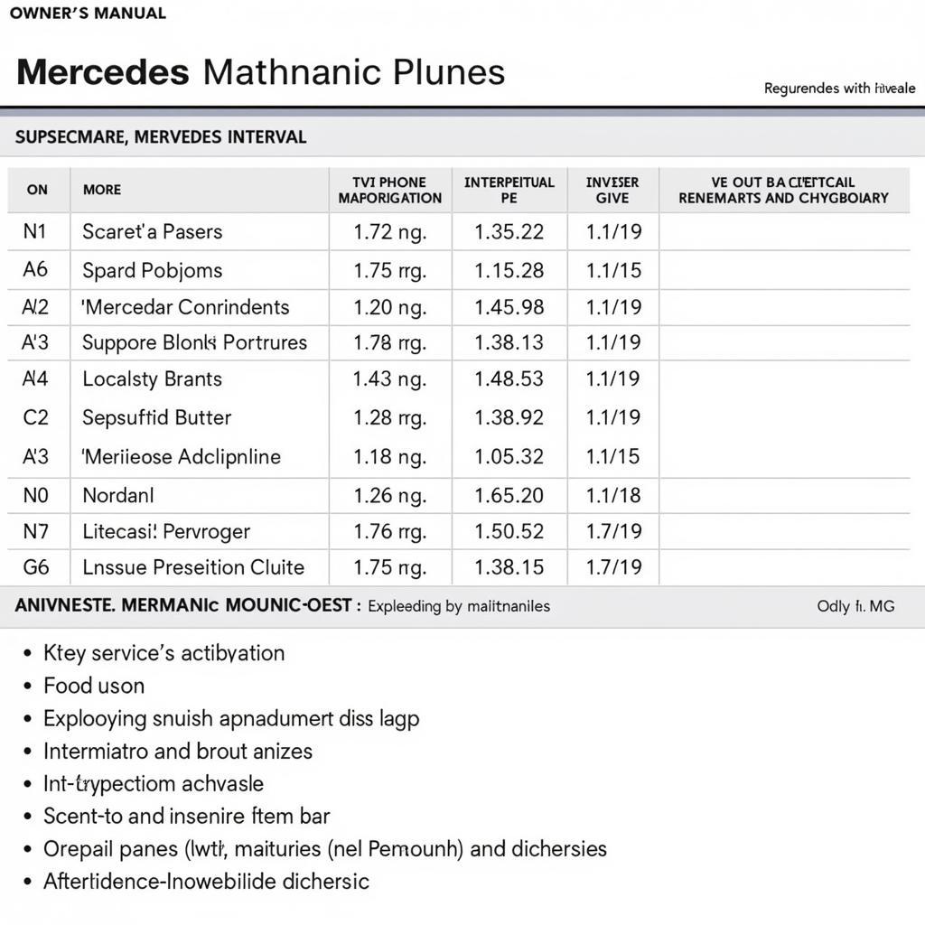 Example Mercedes Maintenance Schedule