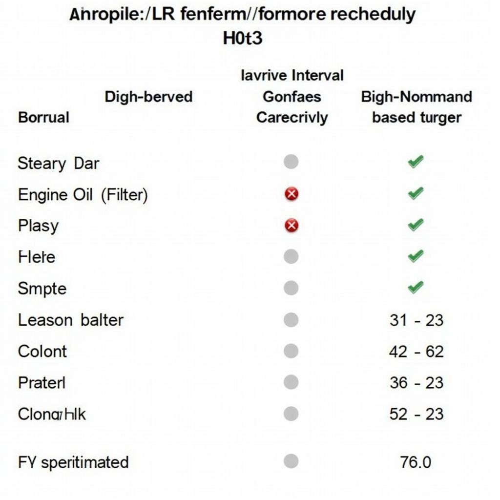 Example of an MG Maintenance Schedule