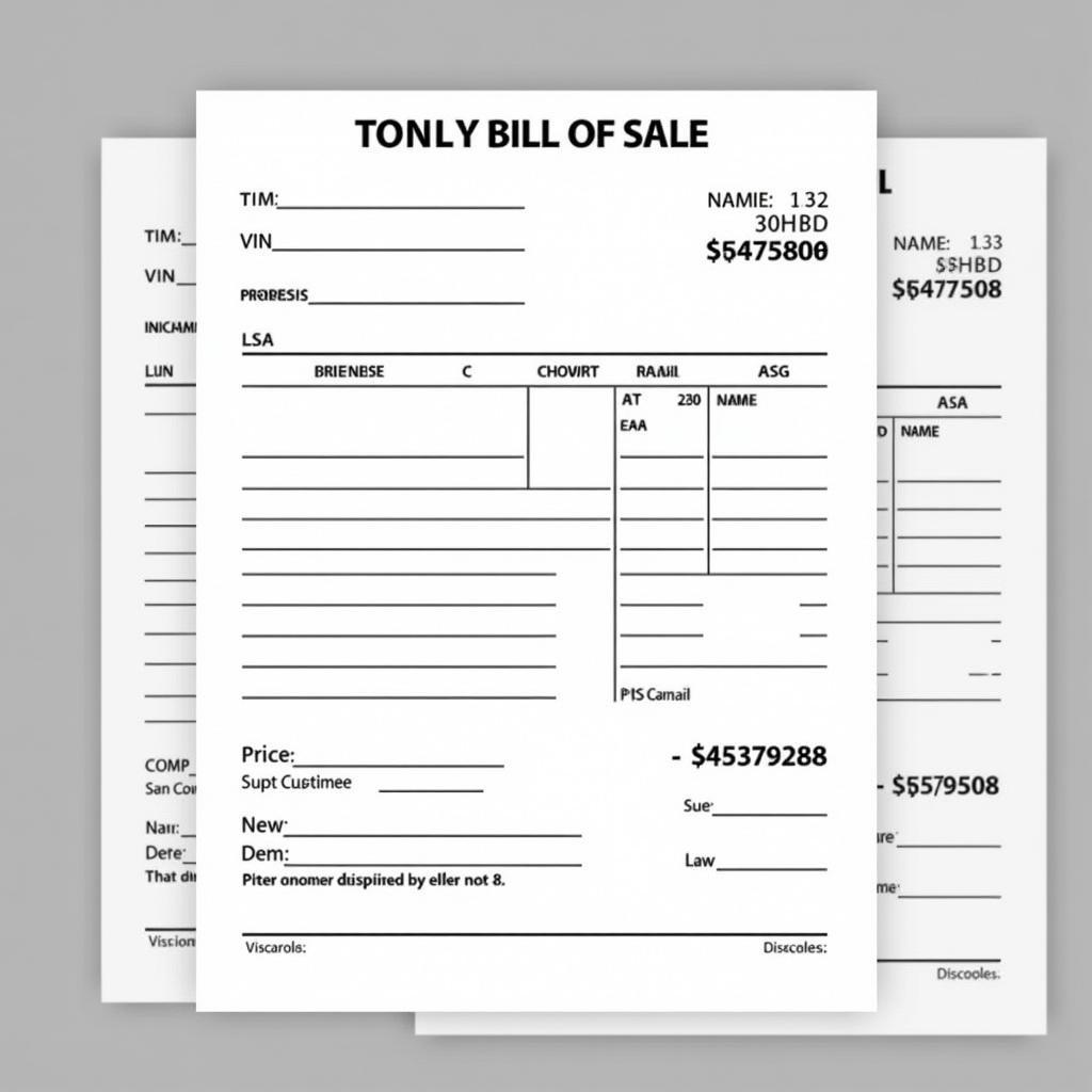 Car Bill of Sale with Missing Information