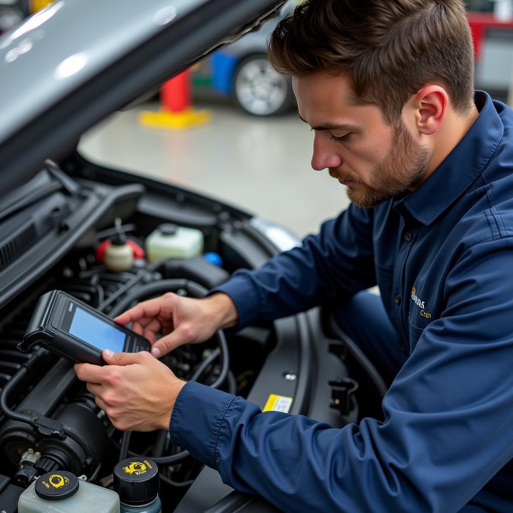 Mobile Mechanic Repairing Car AC