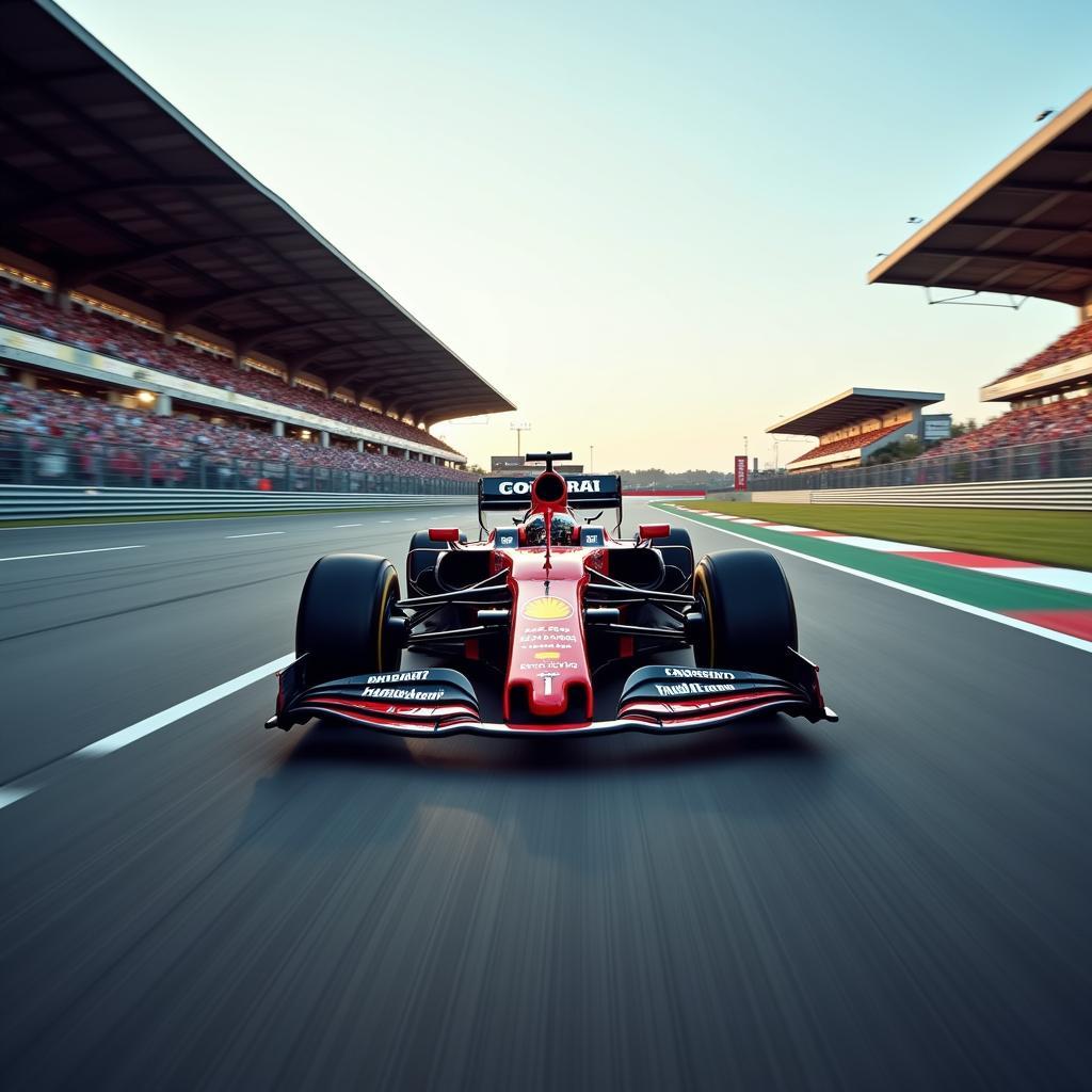 Race car demonstrating momentum on the track