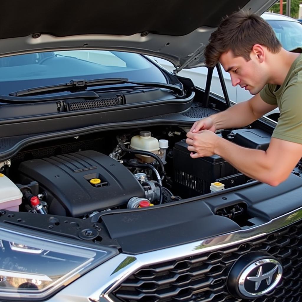 Checking fluids in a new car