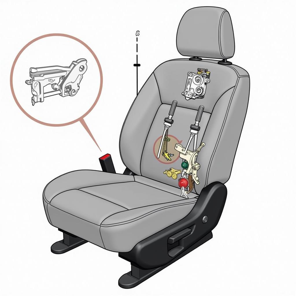 Internal mechanism of a Nissan Qashqai seat adjuster