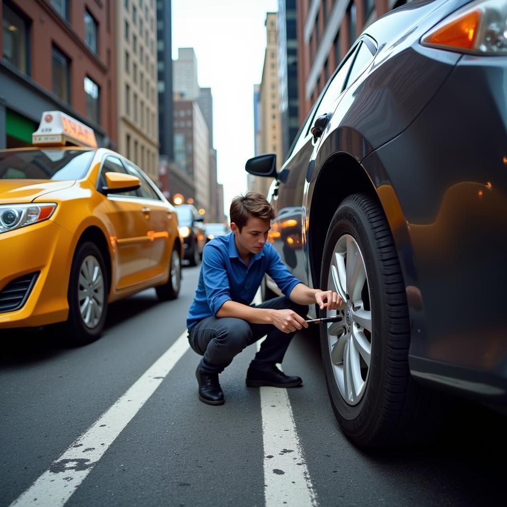 Checking Tire Pressure in NYC