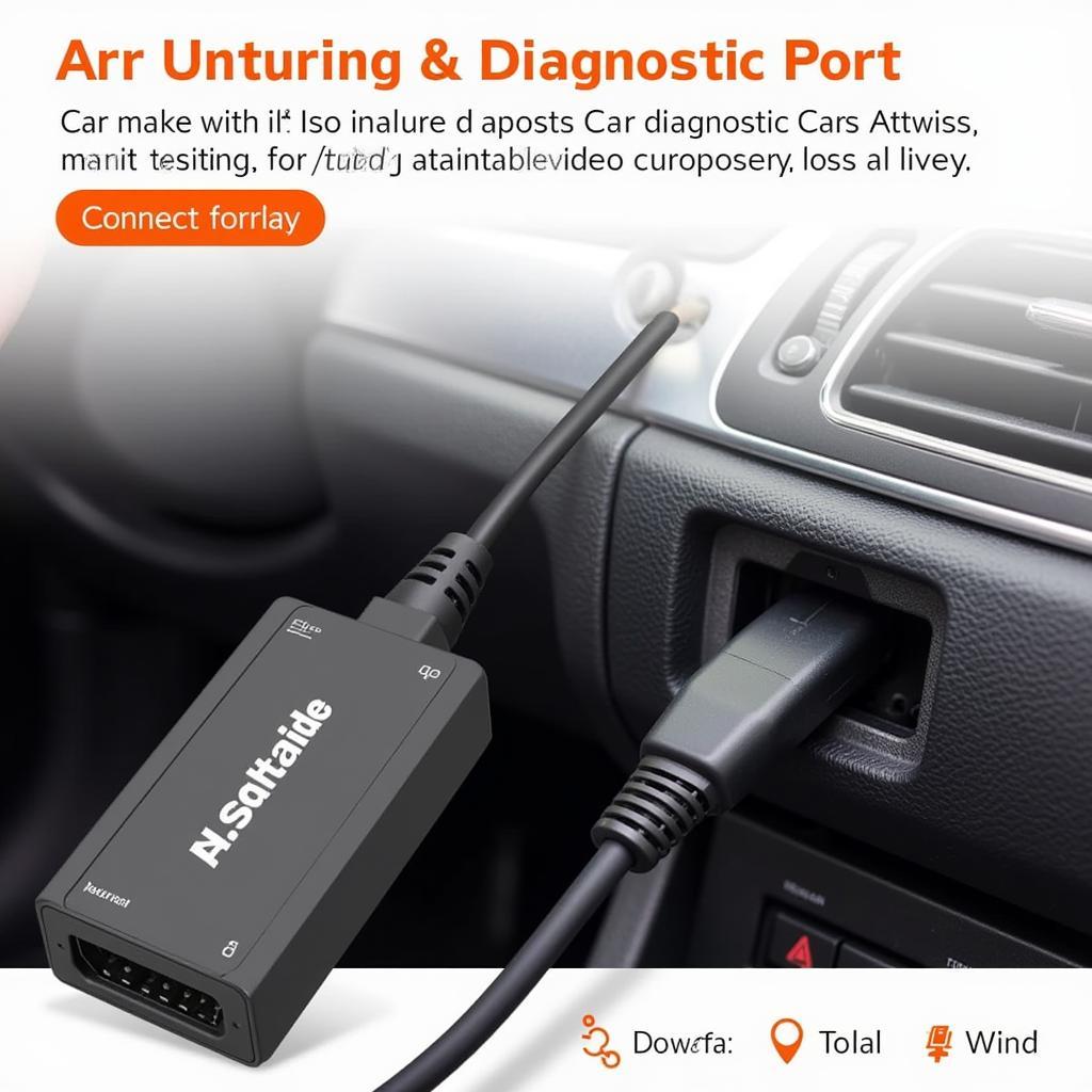 OBD2 adapter plugged into a car's diagnostic port, ready for use with a fixed car diagnostic app.