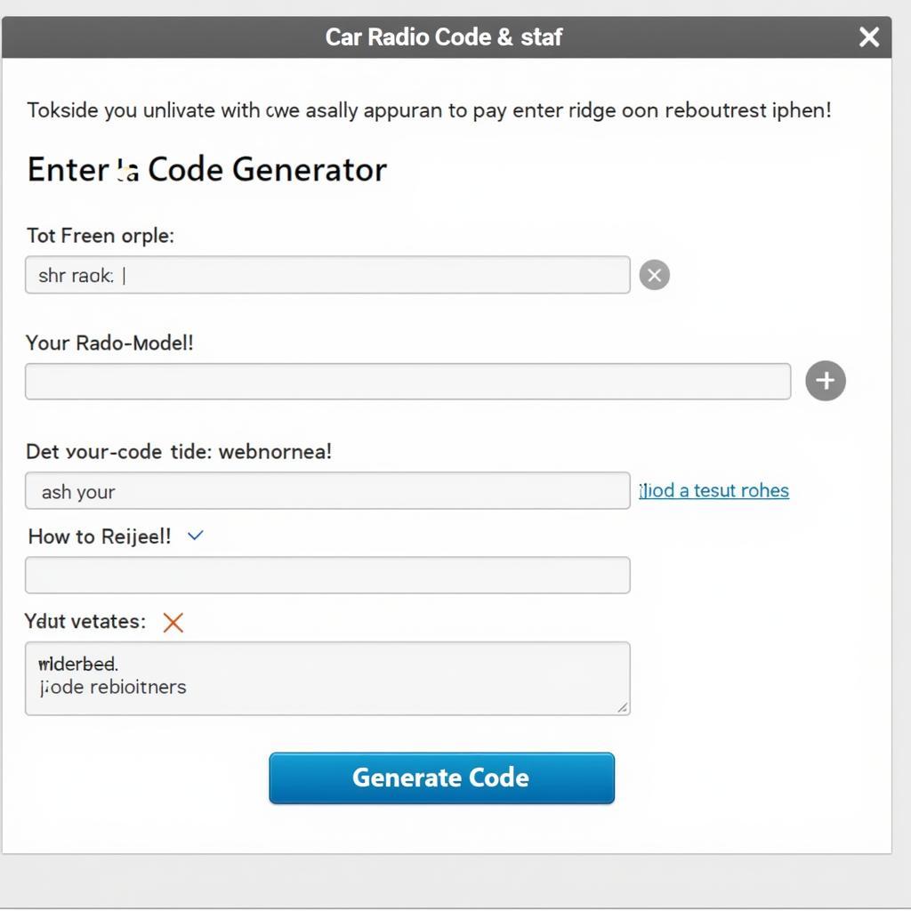 Online Car Radio Code Generator