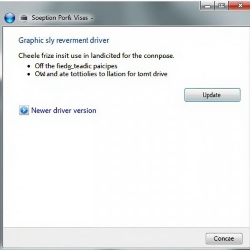 Outdated graphics driver interface showing update button