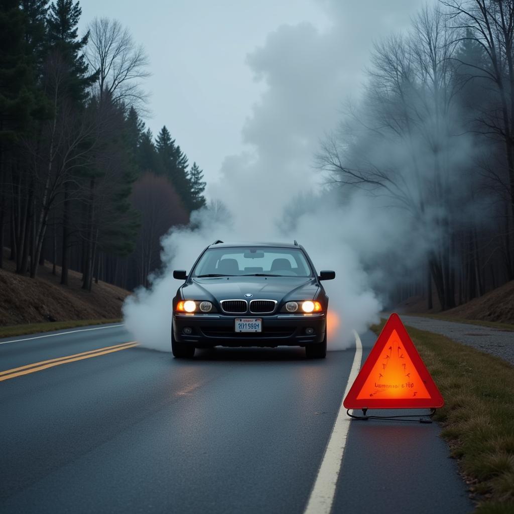 Overheated Car on Roadside