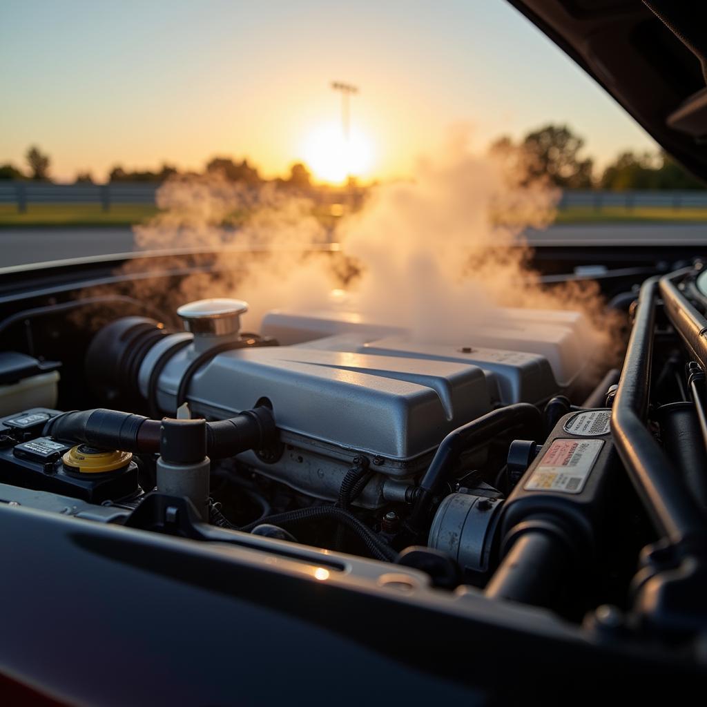 Car engine overheating in summer heat