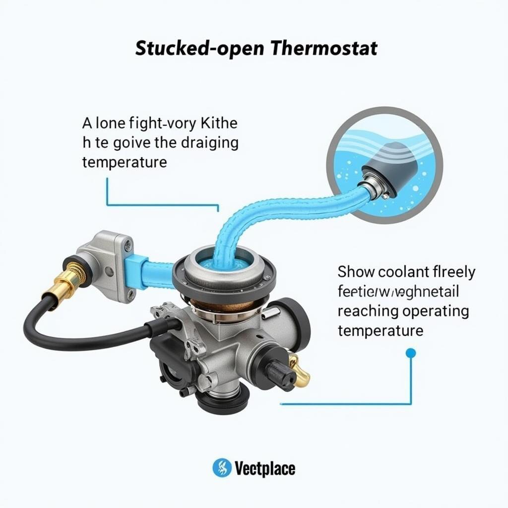 P0128 Code: Stuck Open Thermostat Illustration