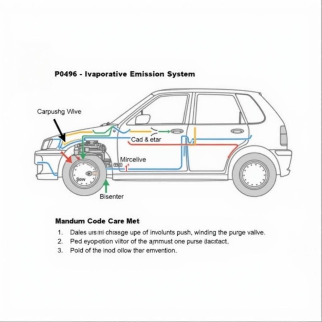 Evaporative Emission System Diagram with P0496 Code Highlighted