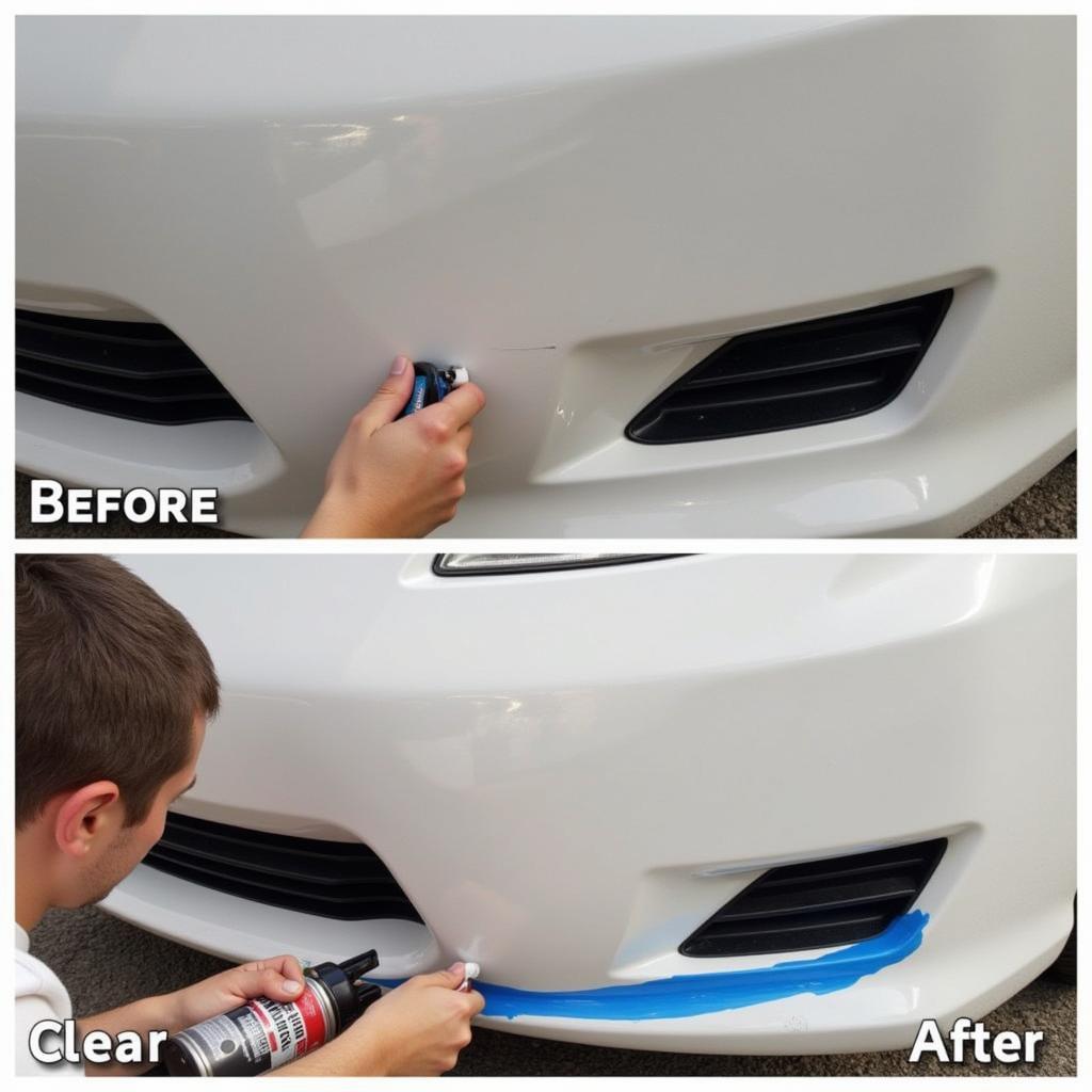 Painting Repaired Car Bumper Section