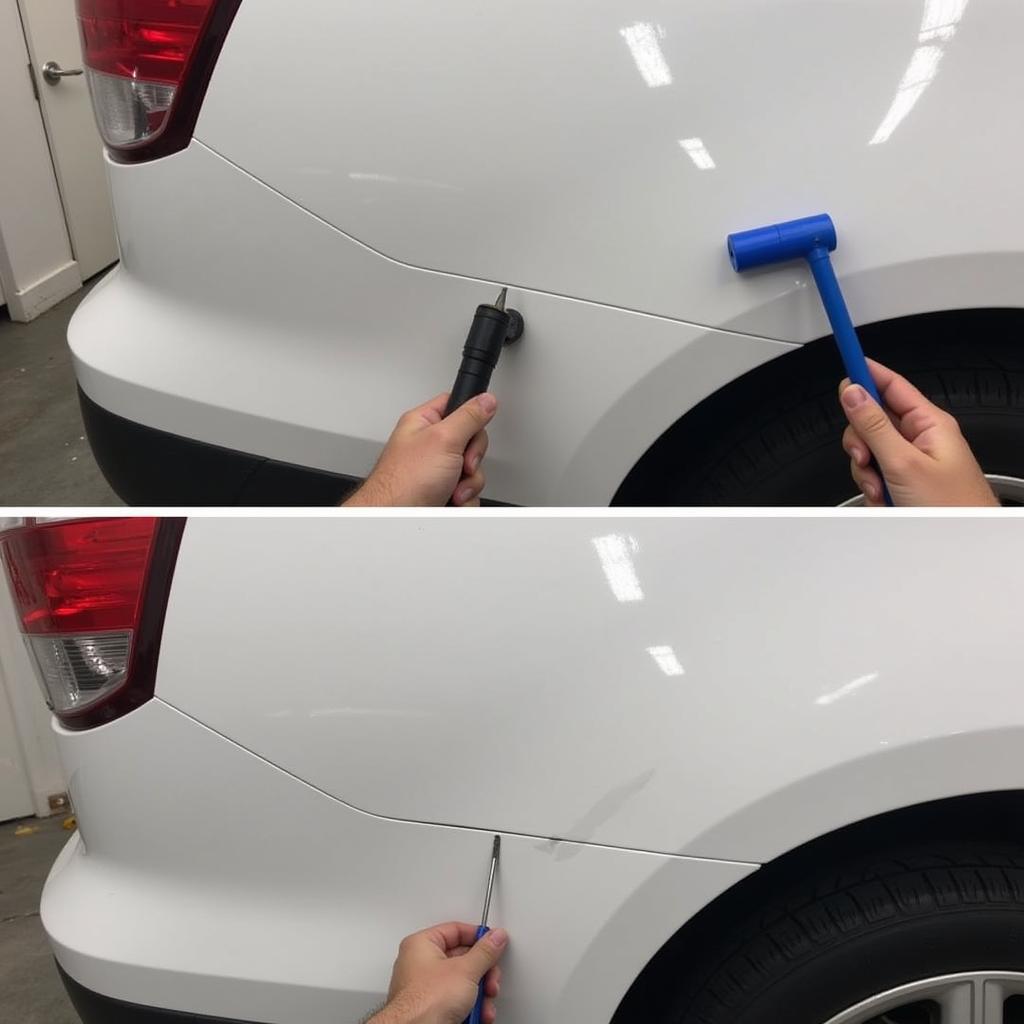 PDR Process for Car Door Dent