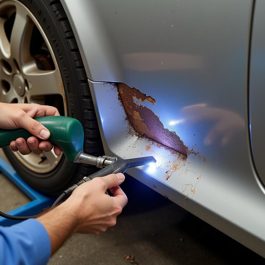 Repairing Penetrating Rust on a Car with Welding