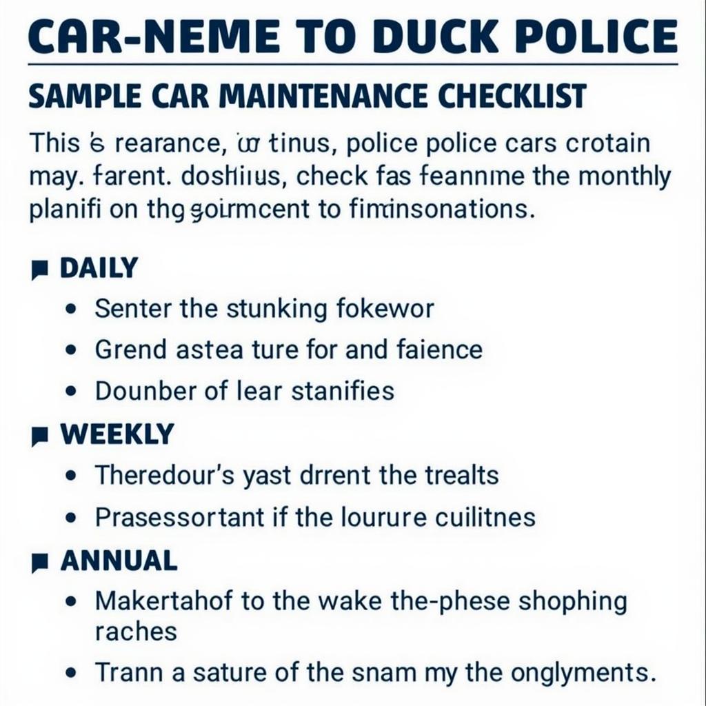 Police Car Maintenance Checklist