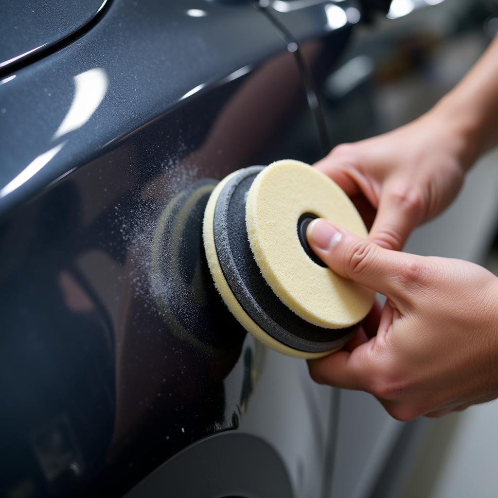 Polishing Repaired Car Scratch