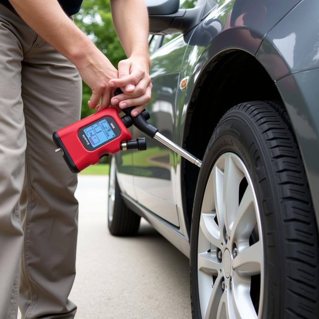 Portable Tire Inflator in Use