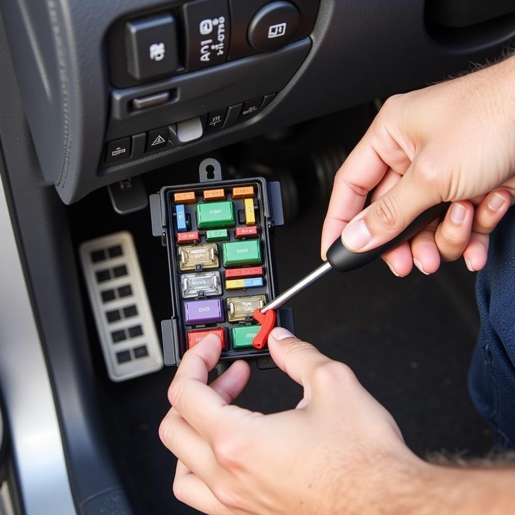 Checking the Fuse Box for a Blown Fuse in a Car Power Antenna