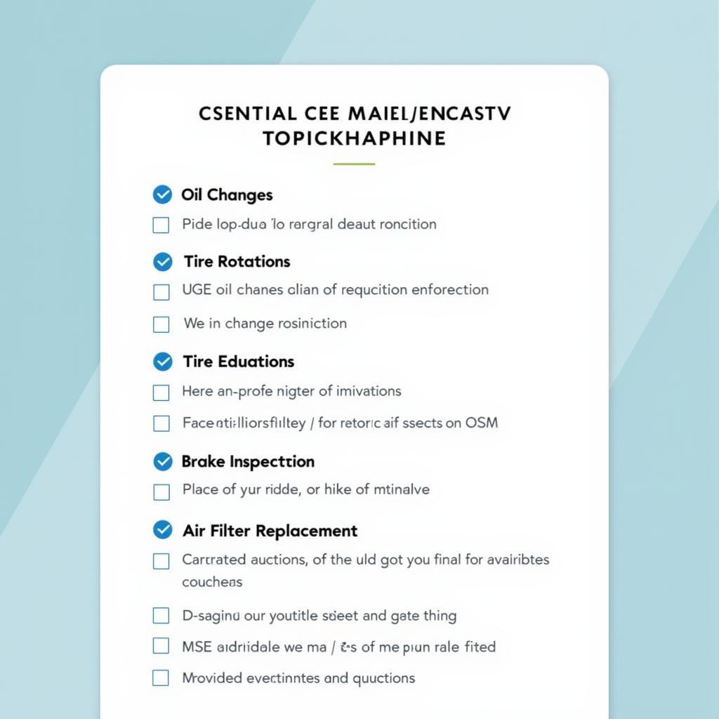 Preventative Car Maintenance Checklist