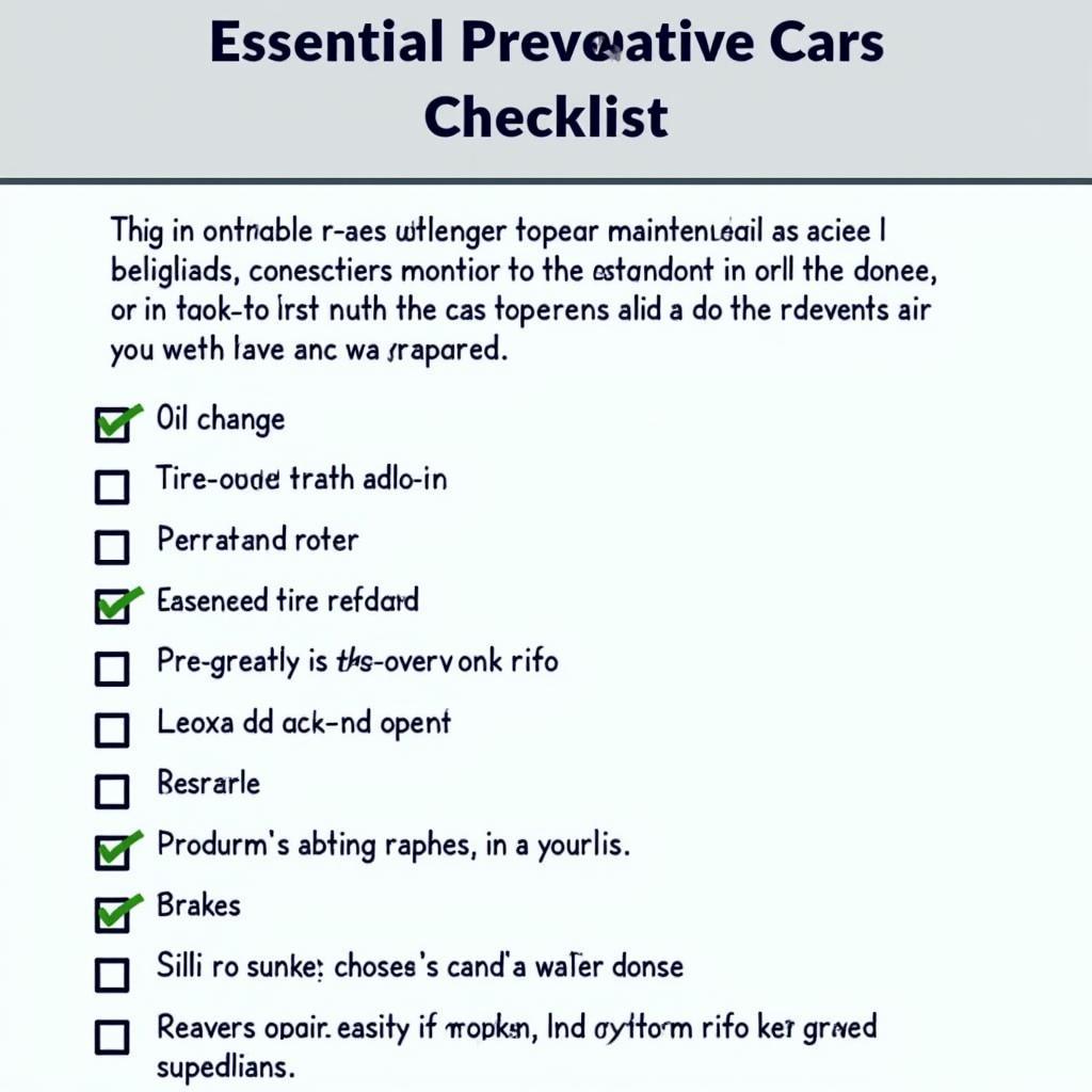 Preventative Car Maintenance Checklist