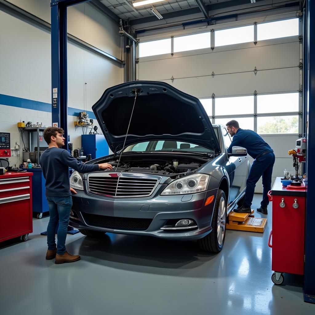 Car AC repair at a professional auto shop