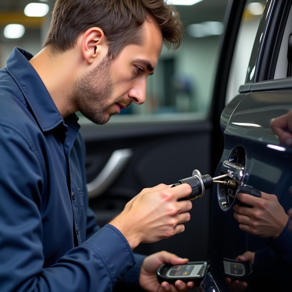 Professional car lock repair by a qualified technician