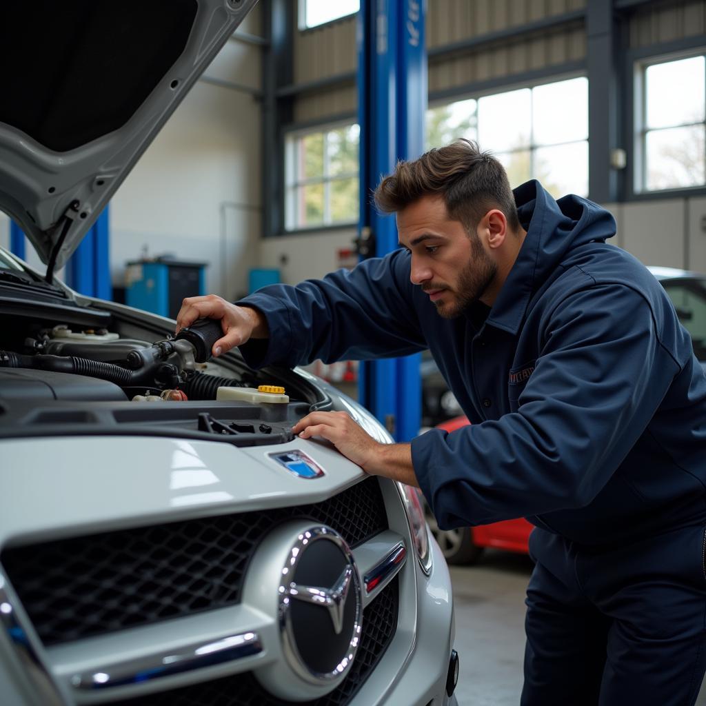 Professional Car Maintenance Service in a Garage